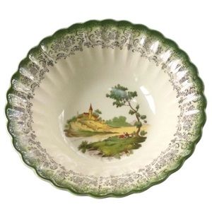 Beautiful vintage American Limoges bowl, Platinum French Chateau, warranted PLAD